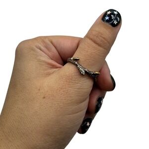 Stephen Dweck Diamonds Sterling Silver Gold Single Branch Ring Boho Size 10 D14Q